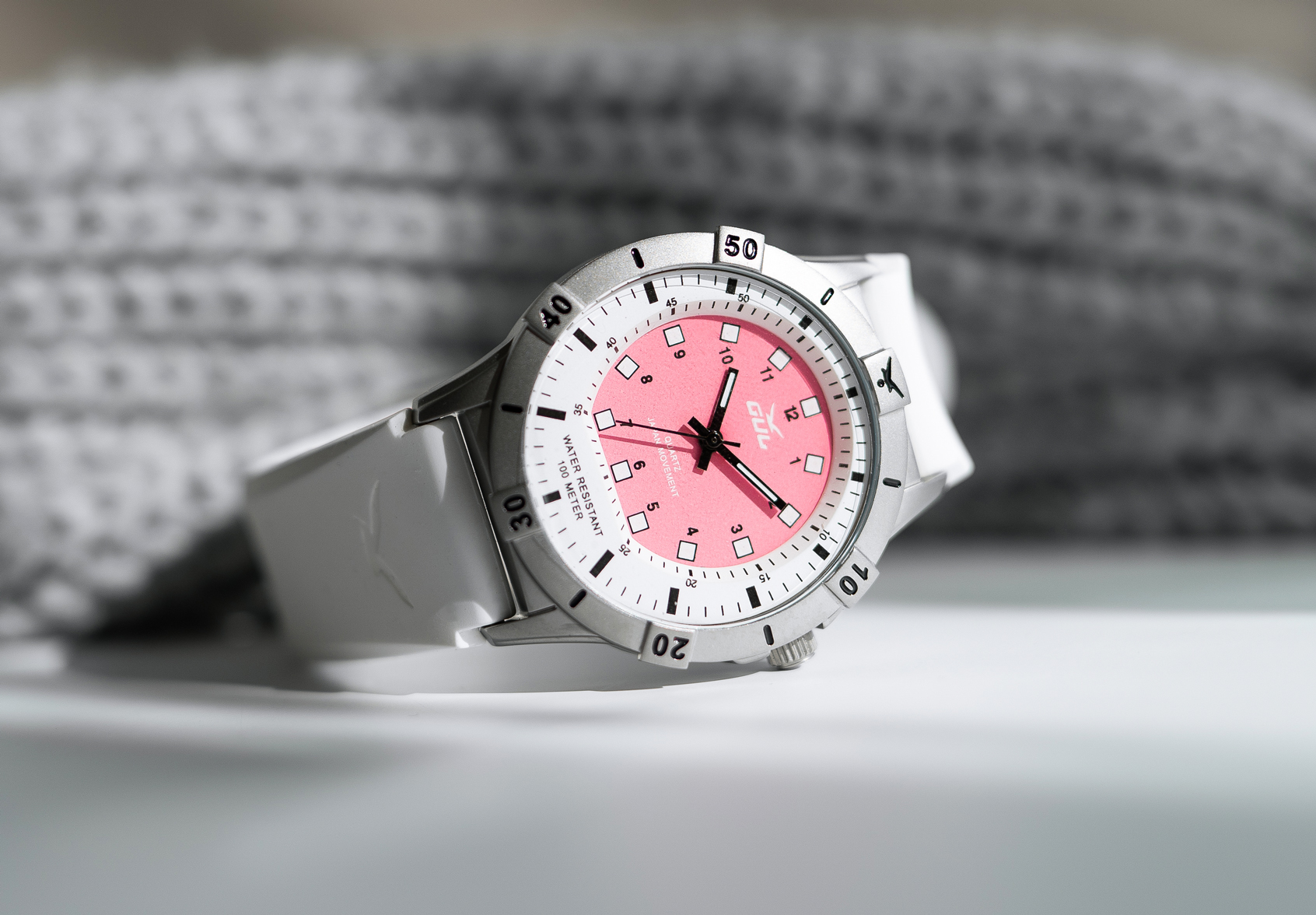 white pink waterproof watch from gul watches